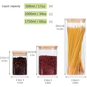 1150ML Glass <b>Storage</b> Canister Square Wooden Lid Eco-Friendly Dustproof Large Capacity <b>Kitchen</b> Pantry Food <b>Storage</b> Container - Product Image 2