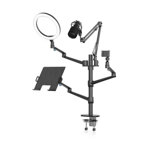 Laptop Telefone Inteligente Tablet Mic Desk Holder Suporte para Estúdio Reunião Tiktok Live Streaming Equipment com Led Selfie Ring Light