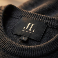 Étiquette tissée personnalisée brodée pour vêtements, logo noir et or, étiquette de col avec languette de taille pour marque de vêtements de luxe