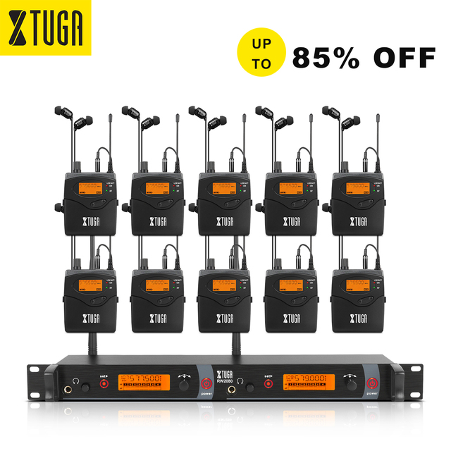 XTUGA Rw2080 Professional Audio IEM Hot Selling 10-Headphone Receiver Musicians Wireless In-Ear Monitor System Stage Equipment