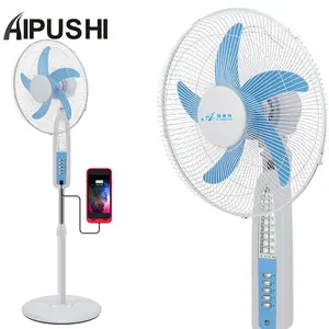 Solar Ac Dc Voetstuk Oplaadbare Fan 20 Inch Outdoor Staande Fans Led Licht 12 Plastic Lithium Batterij Mechanische 15 16inch