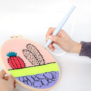 <span class=keywords><strong>Cactus</strong></span> Bloemen Punch Needle Borduur Starter Kit DIY <span class=keywords><strong>Set</strong></span> voor Beginners Volwassenen Eenvoudige Kit met Garen Borduurring Kunstnijverheid - Product Image 3