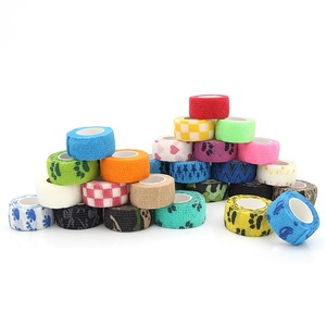 2.5cm * 4.5m personnalisé imprimé couleur élastique adhésif Bandage Wrap tissu non tissé respirant cohésif Bandage doigt <span class=keywords><strong>bande</strong></span> - Product Image 1