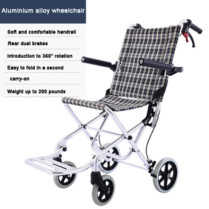 Kursi roda Manual ringan portabel, untuk lansia, aluminium lipat murah dengan bahan baja untuk terapi fisik - Product Image 4