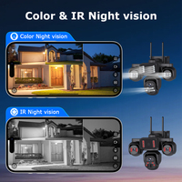 Caméra de sécurité UboxPro solaire PIR AOV 2-en-1 avec carte SIM 4G, objectif 4 mm, 360 degrés, 9MP CMOS, détection de mouvement, enregistrement cloud 24/7