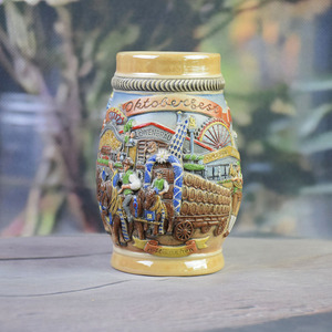 Chope à bière et à vin en porcelaine souvenir de l'Oktoberfest de Munich, Allemagne, 350 ml, écologique, motif calèche en relief, design classique de <span class=keywords><strong>brasserie</strong></span> - Product Image 1
