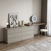 Coiffeuse en bois moderne de luxe avec miroir éclairé pour chambre à coucher Table de maquillage contemporaine avec rangement
