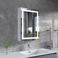 Armoire de toilette moderne avec miroir, en MDF, murale, rectangulaire, avec éclairage LED intelligent pour maquillage et médicaments