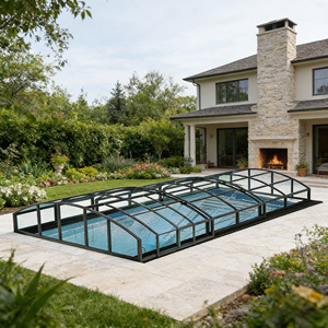 Cubierta <span class=keywords><strong>de</strong></span> Vidrio Ecológica para Piscina Elevada, Techo Cerrado Retráctil y Extensible, Cubierta <span class=keywords><strong>de</strong></span> Vidrio para Piscina Enterrada - Product Image 1