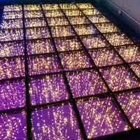 Dalles de sol LED 3D à effet abysse, avec miroir infini et éclairage filament, à assemblage magnétique, contrôle DMX, pour la location événementielle (banquets, mariages)