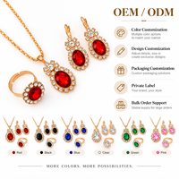 Ensemble de bijoux ovales en strass, collier, boucles d'oreilles, bague, couleur or, bijoux tendance pour femmes