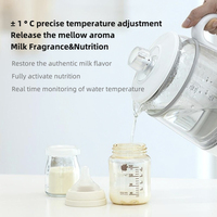 Bouilloire électrique avec corps entièrement en verre, design sans fil, base rotative à 360 degrés, capacité de 1,0 à 1,2 L pour usage domestique
