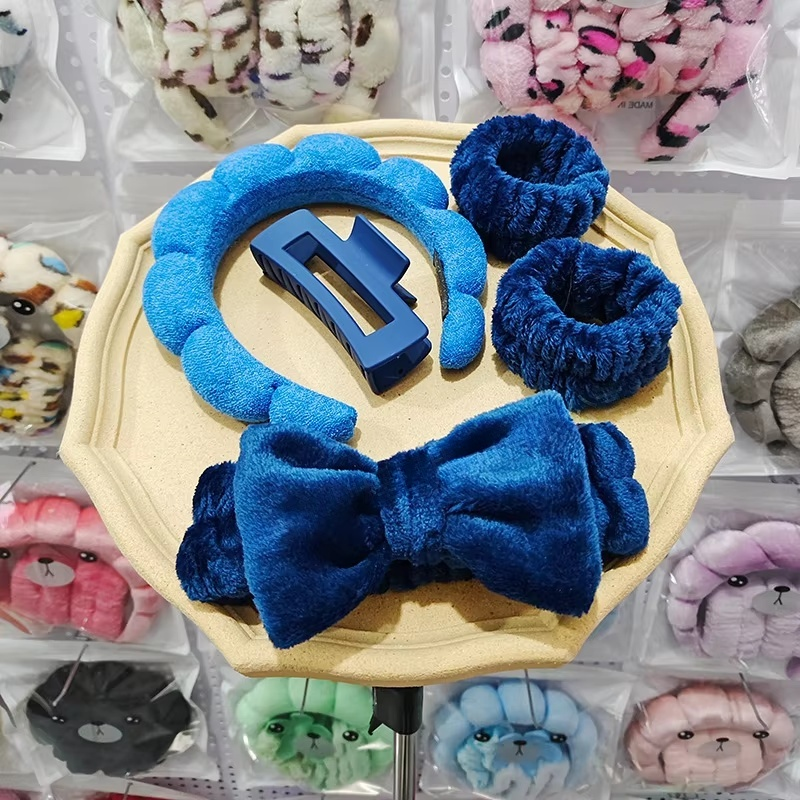 Dark blue hairband hairpin wrist 5-piece set-seam interface