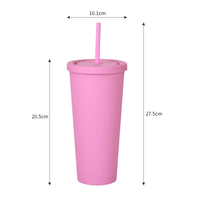 Gobelets en acrylique de couleur Pastel Offre Spéciale 24oz, gobelets en plastique à Double paroi mat en vrac avec nettoyant à paille/couvercles et pailles gratuits
