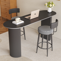 Ensemble de table et de chaises de bar semi-circulaire portable en fer, design moderne minimaliste, multifonctionnel, plateau en ardoise, métal, maison, cuisine