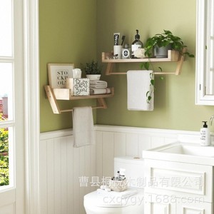 Étagère murale en bois massif pour cuisine, épices, salle de bain, articles de toilette, 1 niveau, compatible induction - Product Image 4