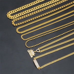 Jxx Cadena cubana de oro de 24K con circonitas, collar de hip hop moderno, colgante de reina, joyería de latón de moda para hombre con engaste de garra - Product Image 1