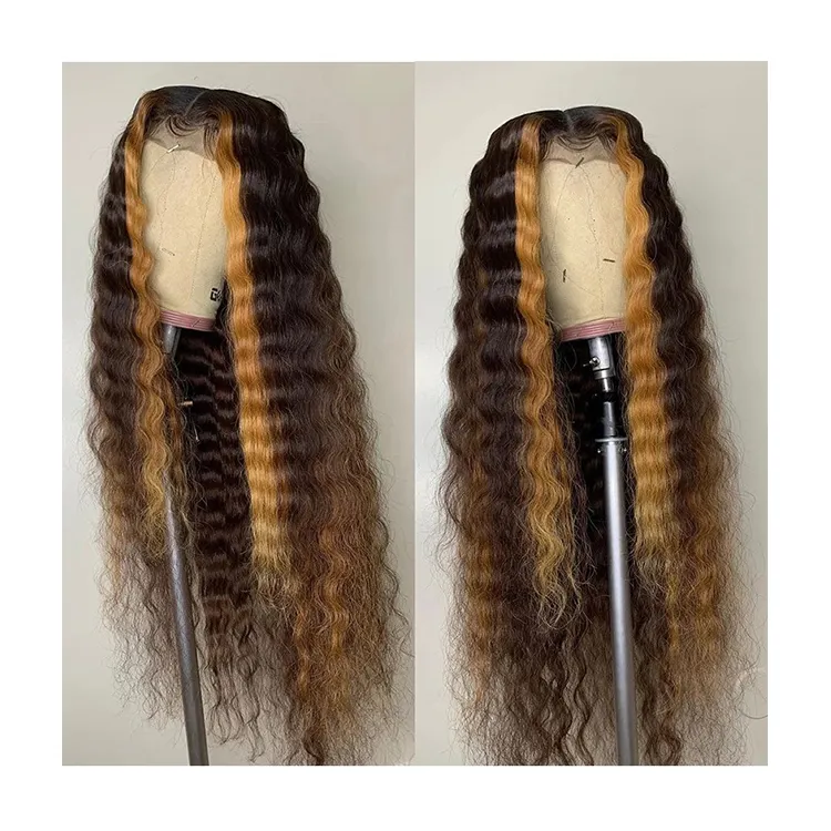 Cross-border European American Chemical Fiber Wig Set High Temperature Silk Gradient Golden Curly Hair African Women's Wig