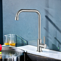 Évier de cuisine en acier inoxydable avec robinet simple pour eau froide, idéal pour le lavage des légumes