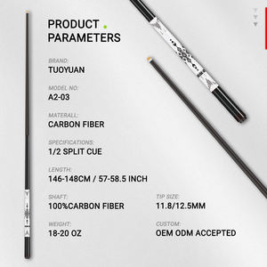 Queue de billard professionnelle en fibre de carbone 3K avec logo personnalisé, <span class=keywords><strong>pointe</strong></span> de 11,5/11,8/12,5/12,9 mm, 8 joints, pour punch et jump - Product Image 3