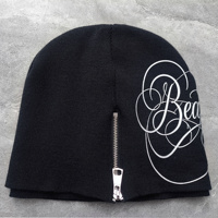 Bonnet en tricot double couche décontracté avec fermeture éclair, style streetwear, motif graphique en silicone, logo, nœuds, doux et chaud pour l'hiver, idéal pour la plage
