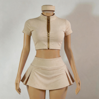 Ensemble veste et jupe pour femmes, à pois, manches courtes, deux pièces, vêtements de sport d'été, respirant, doux, logo personnalisé, spandex, coton