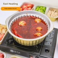 Pots de cuisson jetables en aluminium, contenants alimentaires portables pour la maison, le hot pot, le camping en plein air, les pique-niques et l'emballage de repas à emporter