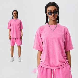 LOGO personnalisé é<span class=keywords><strong>t</strong></span>é jeunesse hommes et femmes <span class=keywords><strong>T</strong></span>-<span class=keywords><strong>shirt</strong></span> 250G poids lourd rétro lavage 100% coton <span class=keywords><strong>Couple</strong></span> <span class=keywords><strong>T</strong></span>-<span class=keywords><strong>shirt</strong></span> à manches courtes - Product Image 3