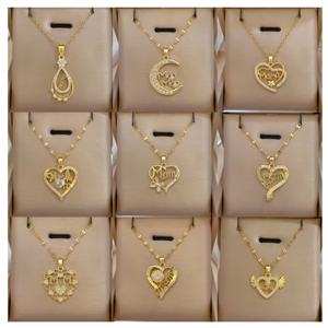 Collar de Acero Inoxidable con Letra de Mamá, Colgante de Corazón de Circón Brillante Clásico, Regalos PARA EL Día DE LA Madre, Joyería - Product Image 1