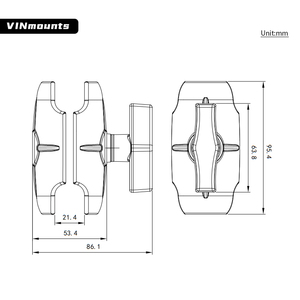 VINmounts 9.5 cm dual-socket arm mounting base, suitable for 1.5-inch ball head base VIN-C-9A - Product Image 2