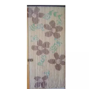 plastic bead printed door curtain with hook and crossbar