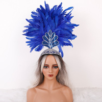 Coiffe en plumes multicolores confortable et moelleuse avec décorations de feuilles à paillettes pour Halloween et les événements de jeu de rôle
