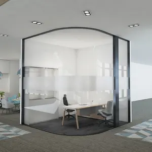 Moderne kommerzielle Innenausstattung Tragbare Büro wände Aluminium gehärtete Schallschutz wand aus Glas in voller Höhe