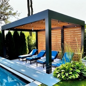Gazebo de jardin de luxe motorisé, toit de patio bioclimatique en aluminium, pergola en aluminium à lames orientables pour l'extérieur - Product Image 2