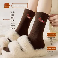 Chaussettes pour femmes en forme de teckel, chaudes et moelleuses pour l'hiver, chaussettes de nuit, chaussettes en polaire épaisse doublées de polaire corail, tricotées, chaussettes post-partum