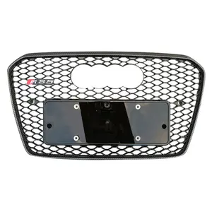 RS5 Front Bumper Grille For Audi A5 S5 B85 Carbon Fiber Chrome Black High Quality Center Honeycomb Mesh Grill 2012-2016