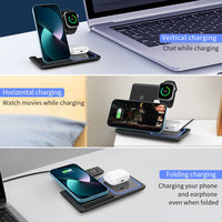 Chargeur sans fil Support de charge rapide Dock Desktop Table Lamp Station 3 en 1 Chargeur sans fil pliable pour plusieurs appareils pour téléphone