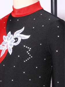Combinaison de performance pour garçons de 6 à 16 ans, col montant, design color block, manches longues, coupe ajustée, costumes de patinage artistique personnalisés pour hommes - Product Image 3