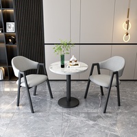 Ensemble table et chaises rondes en métal moderne et simple pour la maison, le balcon, les salons de thé - 2 places
