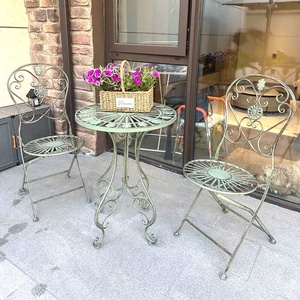 Europeo Retro esterno pieghevole per il tempo libero mobili <span class=keywords><strong>in</strong></span> metallo vecchio cortile stile tavoli <span class=keywords><strong>in</strong></span> <span class=keywords><strong>ferro</strong></span> sedie mobili da <span class=keywords><strong>giardino</strong></span> di campagna francese - Product Image 4