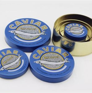 Bán Buôn Sang Trọng Biểu Tượng Tùy Chỉnh Rỗng Caviar Quà Tặng Hộp Hộp Tinplate Vòng Vàng Cấp Thực Phẩm Kim Loại Caviar Container Caviar Bao Bì - Product Image 1