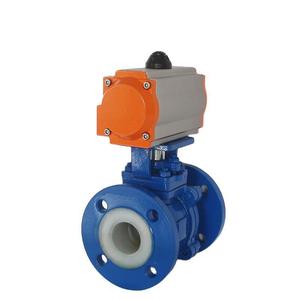 Válvula de bola flotante neumática con brida de PTFE y revestimiento de flúor Q641F46-16C de acero fundido resistente a ácidos para agua de grado alimenticio - Product Image 3