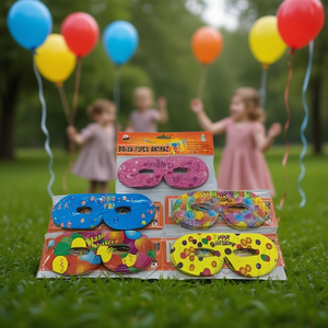 Maschere per feste MNJ, 12 pezzi, maschere per occhi colorate a tema compleanno per le celebrazioni dei bambini - Product Image 3