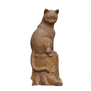 Statue de chat rustique à poser au sol pour jardin, décoration extérieure, style simple, résistante aux intempéries, sculpture personnalisable, fabricant - Product Image 1