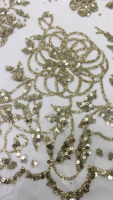 2025 nouveautés en stock tissu de dentelle à paillettes florales 3D à paillettes épaisses