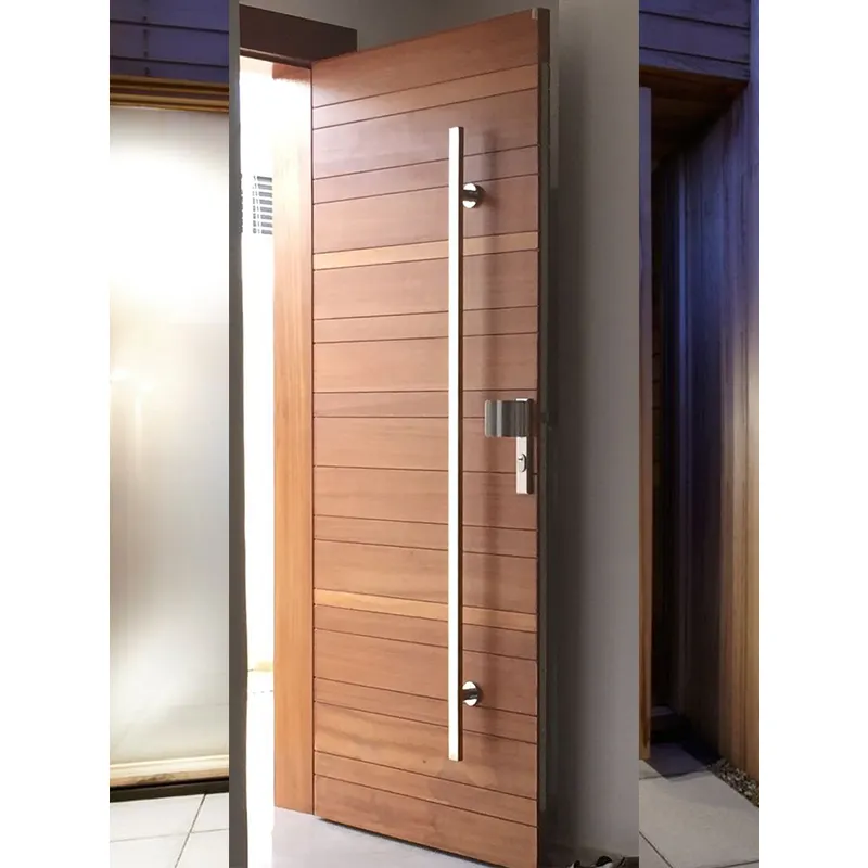 आधुनिक डिजाइन ठोस लकड़ी बाहरी मुख्य धुरी लकड़ी के प्रवेश द्वार दरवाजे