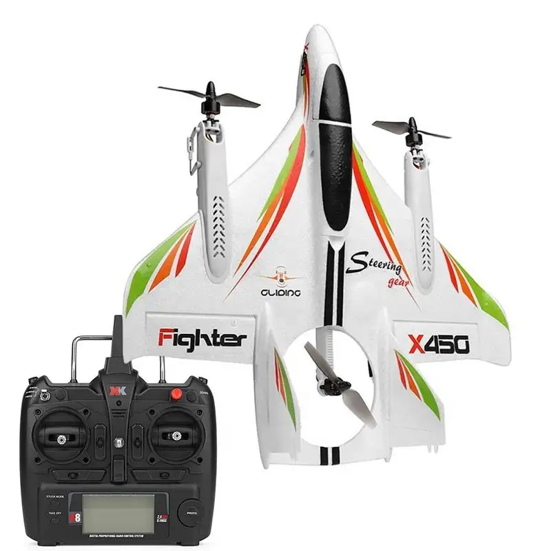 X450 2.4G 6CH 3D/6G RC Airplane Brushless Motor Vertical Take-off LED Light Glider Remote Control Aircraft Fixed Wing RC Plane