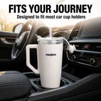 Gobelet isotherme en acier inoxydable de 30 oz avec poignée et paille, compatible porte-gobelet de voiture