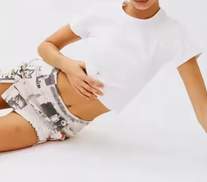 Özel beyaz % 100% pamuk bebek Tee Y2K mahsul Tops kadınlar için süblimasyon seksi T-Shirt nefes yaz için yüksek kalite düz üst - Product Image 2