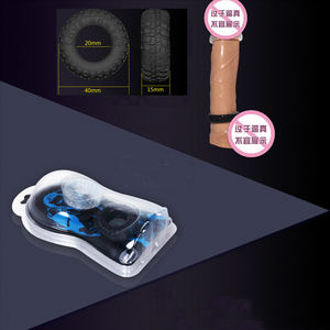 2 Stks/set Siliconen Penisringen Seksspeeltjes Voor Mannen Band Type Zwart/Transparant Sex <span class=keywords><strong>Cock</strong></span>-Ring Delay Ejaculatie Haan Ringen - Product Image 5
